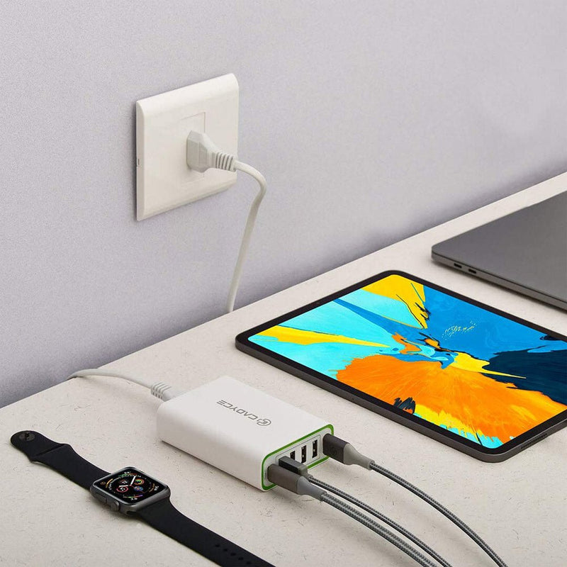 Cadyce CA - 6UCWC 60W 6 - Port USB Wall Charger with Quick Charge and USB - C Port - SWIFT PERIPHERALSCA-6UCWC