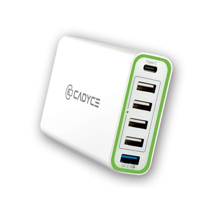 Cadyce CA - 6UCWC 60W 6 - Port USB Wall Charger with Quick Charge and USB - C Port - SWIFT PERIPHERALSCA-6UCWC