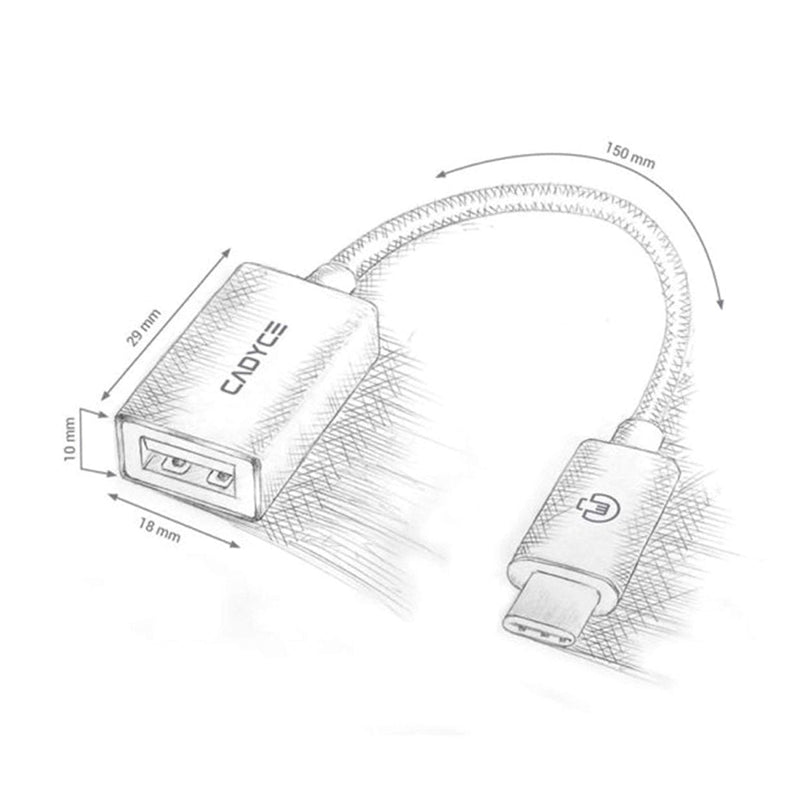 Cadyce CA - C3AF Cadmium Premium Braided USB Type C to USB 3.0 A Type Female Converter - SWIFT PERIPHERALSCA-C3AF