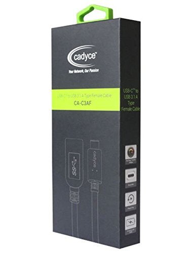 Cadyce CA - C3AF Cadmium Premium Braided USB Type C to USB 3.0 A Type Female Converter - SWIFT PERIPHERALSCA-C3AF