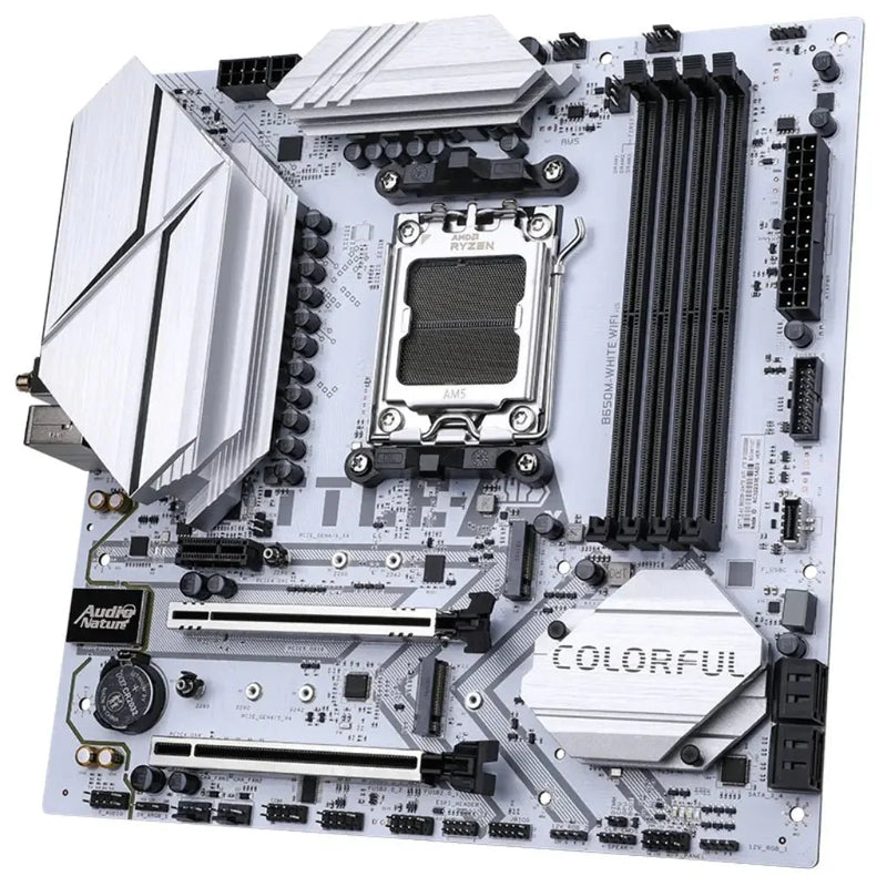 Colorful BATTLE‑AX B650M WHITE WIFI V15 WiFi - 6 AMD B650 AM5 DDR5 MicroATX Motherboard - SWIFT PERIPHERALSBA-B650M-W-WF-V15