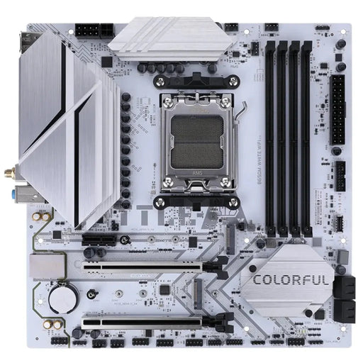 Colorful BATTLE‑AX B650M WHITE WIFI V15 WiFi - 6 AMD B650 AM5 DDR5 MicroATX Motherboard - SWIFT PERIPHERALSBA-B650M-W-WF-V15