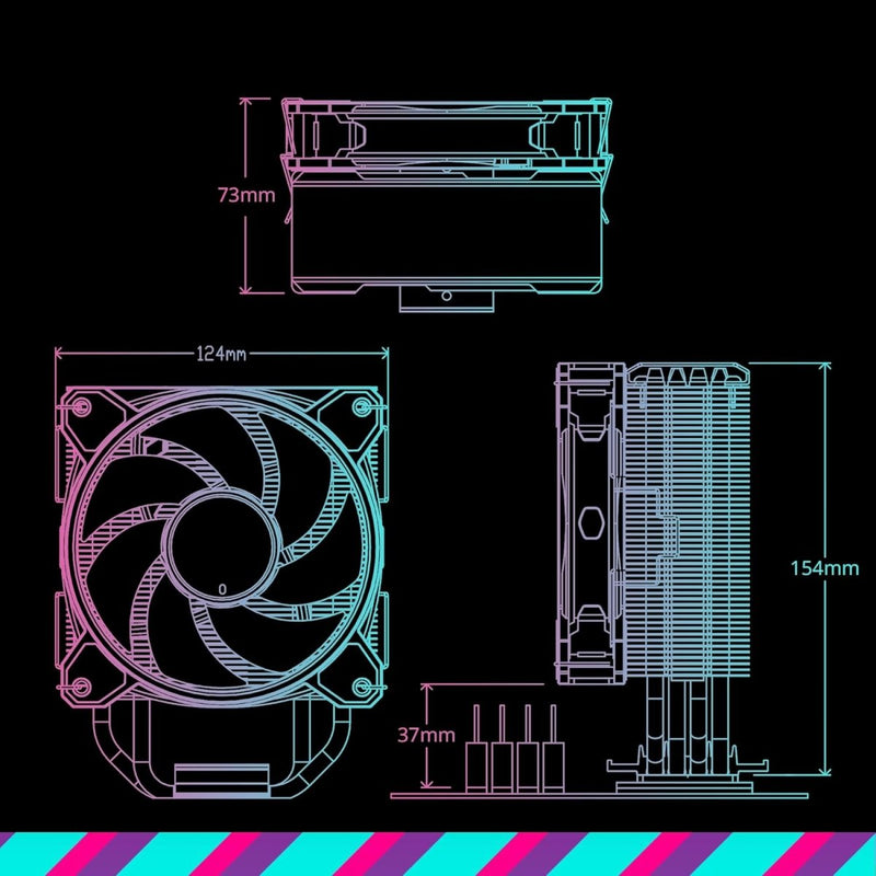 COOLER MASTER HYPER 212 HALO ARGB CPU AIR COOLER (BLACK) - SWIFT PERIPHERALS1088450