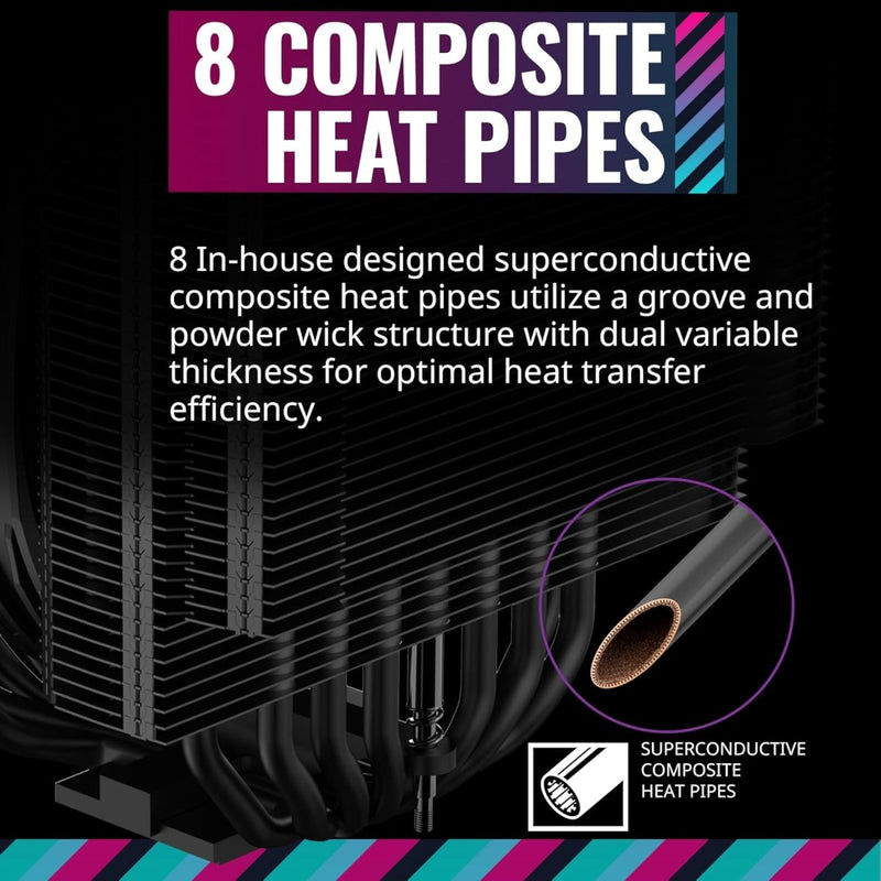 COOLER MASTER MASTERAIR MA824 STEALTH 120MM DUAL TOWER CPU AIR COOLER (MAM - D8PN - 318PK - R1) - SWIFT PERIPHERALSCooler-028
