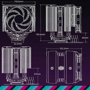 COOLER MASTER MASTERAIR MA824 STEALTH 120MM DUAL TOWER CPU AIR COOLER (MAM - D8PN - 318PK - R1) - SWIFT PERIPHERALSCooler-028