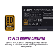 Cooler Master MWE 450W Bronze V2 Non - Modular 80 Plus SMPS Power Supply - SWIFT PERIPHERALSMPE-4501-ACABW-BIN