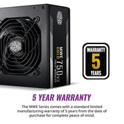 Cooler Master MWE 750 Gold V2 80 Plus Gold Certified Fully Modular Power Supply Unit - Black - SWIFT PERIPHERALSMPE-7501-AFAAG-IN