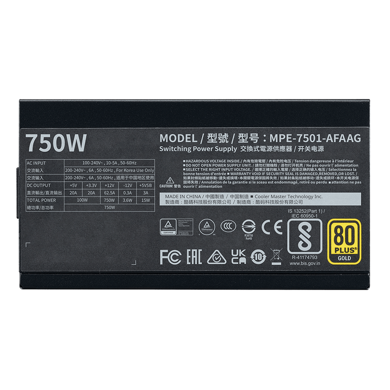 COOLER MASTER MWE 750 GOLD V2 ATX 3.1 FULLY MODULAR SMPS - SWIFT PERIPHERALS1095187
