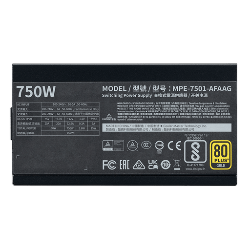 COOLER MASTER MWE 750 GOLD V2 ATX 3.1 FULLY MODULAR SMPS - SWIFT PERIPHERALS1095187