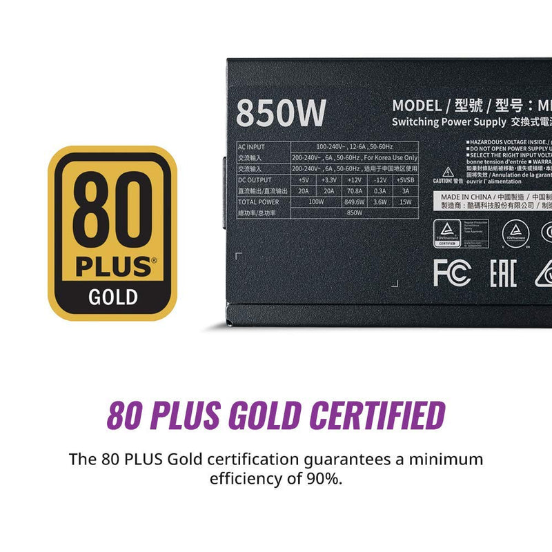 Cooler Master MWE 850 Gold V2 80 Plus Gold Certified Fully Modular ATX Power Supply Unit - Black - SWIFT PERIPHERALSMPE-8501-AFAAG-IN