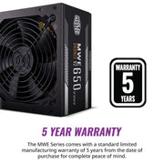 Cooler Master MWE Bronze 650 V3 650W ATX Non Modular Power Supply Unit - Black - SWIFT PERIPHERALSMPE-6501-ACAAW-3BIN