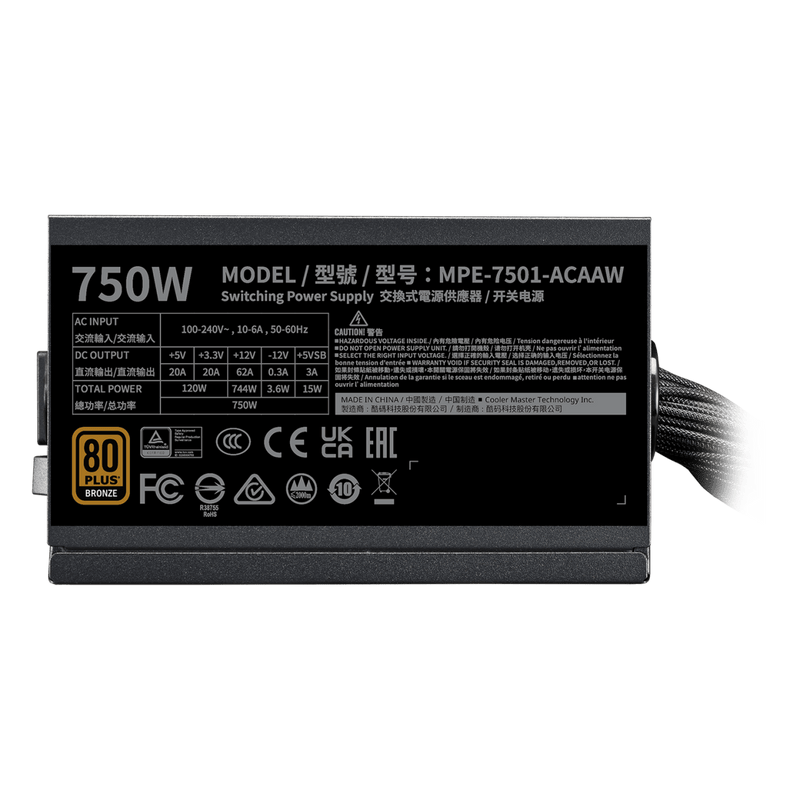 COOLER MASTER MWE BRONZE 750 V3 ATX 3.1 80 PLUS BRONZE SMPS - SWIFT PERIPHERALS1090480