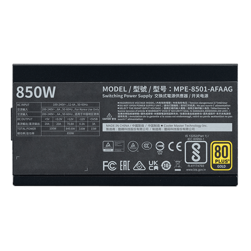 COOLER MASTER MWE GOLD 850 V2 ATX 3.1 FULLY MODULAR SMPS - SWIFT PERIPHERALS1095188