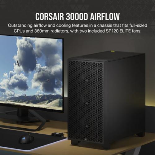 CORSAIR 3000D AIRFLOW TEMPERED GLASS MID - TOWER, BLACK - SWIFT PERIPHERALSCRSR0148