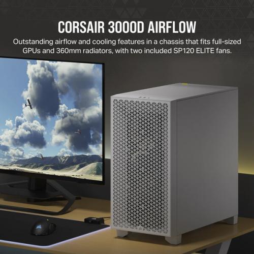 CORSAIR 3000D AIRFLOW TEMPERED GLASS MID - TOWER, WHITE - SWIFT PERIPHERALS1092040