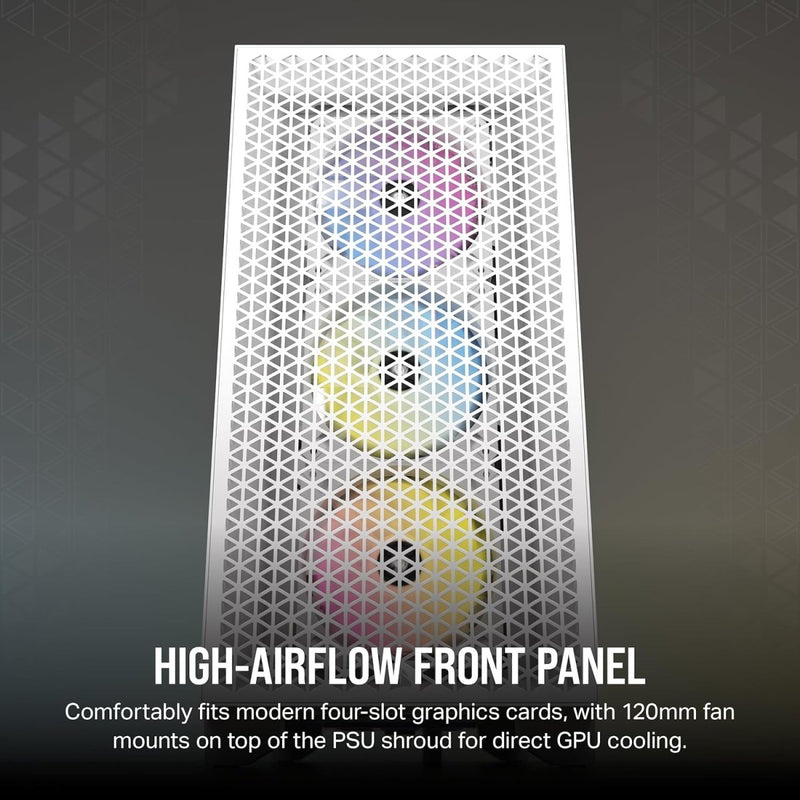 CORSAIR 3000D RGB AIRFLOW MID - TOWER (ATX) CABINET (WHITE) CC - 9011256 - WW - SWIFT PERIPHERALS1091989