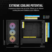CORSAIR 3000D RGB AIRFLOW TEMPERED GLASS MID - TOWER, BLACK - SWIFT PERIPHERALS1092041