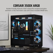 CORSAIR 3500X RGB TEMPERED GLASS MID - TOWER, BLACK - SWIFT PERIPHERALS1092046