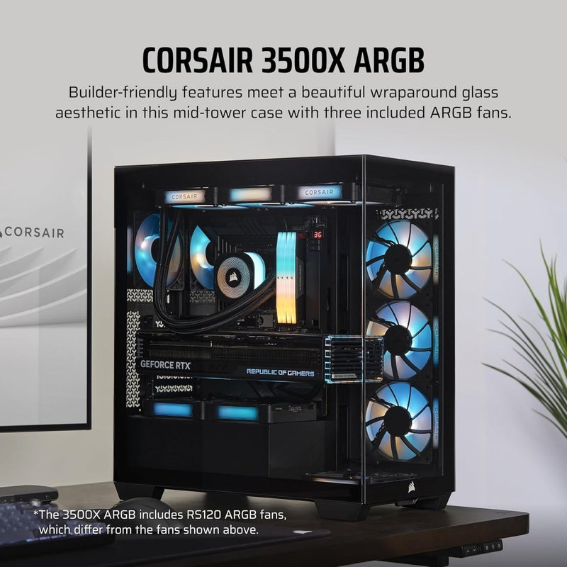 CORSAIR 3500X RGB TEMPERED GLASS MID - TOWER, BLACK - SWIFT PERIPHERALS1092046