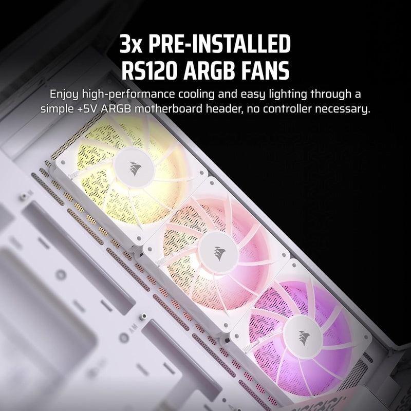CORSAIR 3500X RGB TEMPERED GLASS MID - TOWER, WHITE - SWIFT PERIPHERALS1092047