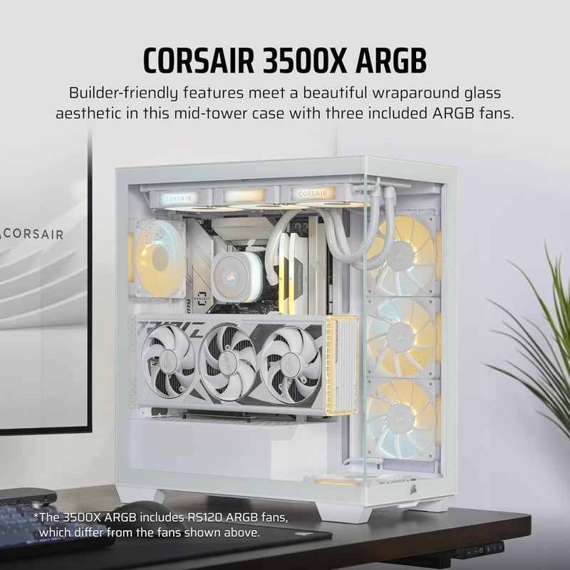 CORSAIR 3500X RGB TEMPERED GLASS MID - TOWER, WHITE - SWIFT PERIPHERALS1092047