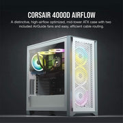 Corsair 4000D AIRFLOW ATX Mid - Tower RGB Cabinet with Tempered Glass and USB - C - SWIFT PERIPHERALSCC-9011200-WW