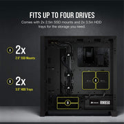 Corsair 4000D AIRFLOW ATX Mid - Tower RGB Cabinet with Tempered Glass and USB - C - SWIFT PERIPHERALSCC-9011200-WW