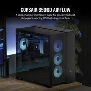 CORSAIR 6500D AIRFLOW TEMPERED GLASS SUPER MID - TOWER, BLACK - SWIFT PERIPHERALSCRSR0190