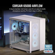 CORSAIR 6500D AIRFLOW TEMPERED GLASS SUPER MID - TOWER, WHITE - SWIFT PERIPHERALSCRSR0191