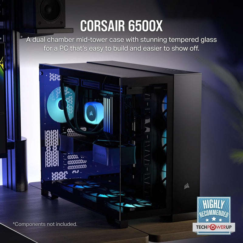 CORSAIR 6500X TEMPERED GLASS MID - TOWER, BLACK - SWIFT PERIPHERALS1090418