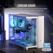 CORSAIR 6500X TEMPERED GLASS MID - TOWER, WHITE - SWIFT PERIPHERALS1092043