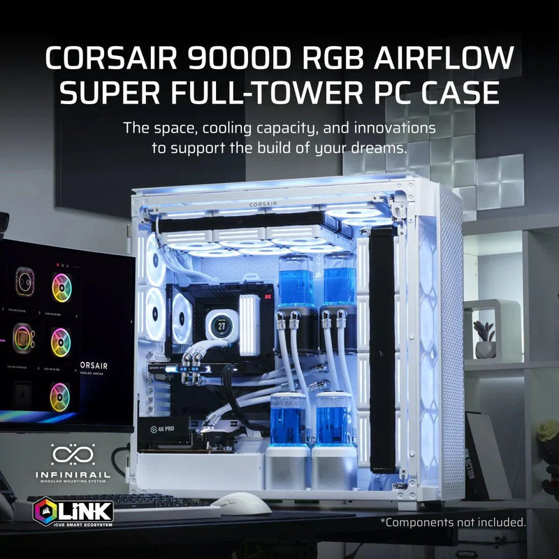 CORSAIR 9000D RGB AIRFLOW SUPER FULL TOWER ATX CABINET WHITE (CC - 9011274 - WW) - SWIFT PERIPHERALS1090754