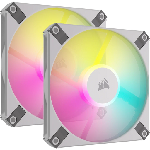 CORSAIR AF SLIM SERIES, AF120 RGB SLIM WHITE, 120MMX15MM FLUID DYNAMIC RGB FAN, DUAL PACK WITH LIGHTING NODE CORE - SWIFT PERIPHERALSCRSR0106