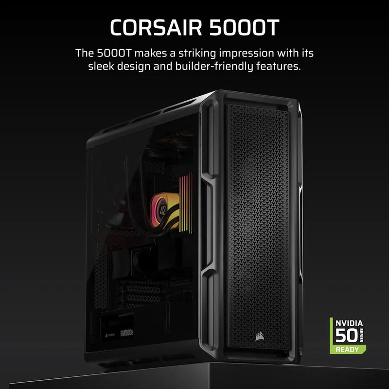 CORSAIR CHASSIS 5000T - CC - 9011300 - WW - MID - TOWER PC CASE WITHOUT PSU, BLACK - SWIFT PERIPHERALS1092242