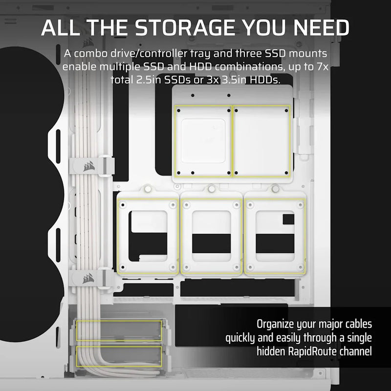 CORSAIR CHASSIS 5000T - CC - 9011301 - WW - MID - TOWER PC CASE WITHOUT PSU , WHITE - SWIFT PERIPHERALS1092243