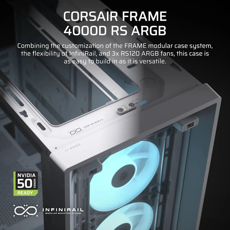 CORSAIR CHASSIS FRAME 4000D RS ARGB - CC - 9011297 - WW - MID - TOWER PC CASE WITHOUT PSU, WHITE - SWIFT PERIPHERALS1092246
