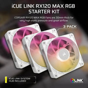 CORSAIR FAN RX RGB MAX SERIES, ICUE LINK RX120 RGB MAX WHITE, 120MM RGB FAN, TRIPLE FAN KIT - CO - 9051038 - WW - SWIFT PERIPHERALS1092049