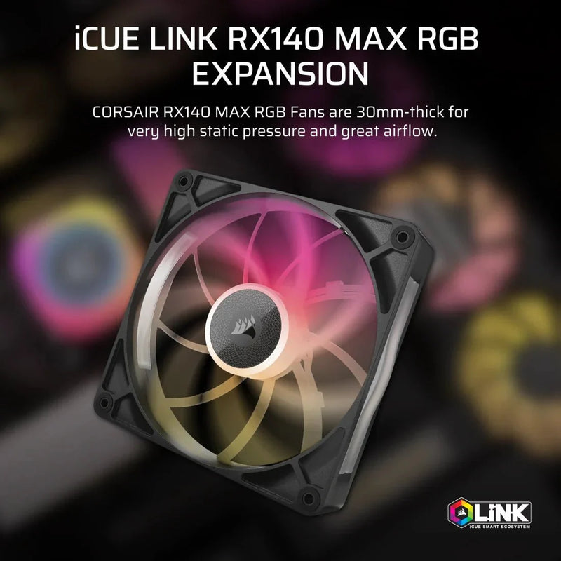 CORSAIR FAN RX RGB MAX SERIES, ICUE LINK RX140 RGB MAX, 140MM RGB FAN, SINGLE FAN - CO - 9051035 - WW - SWIFT PERIPHERALS1092744