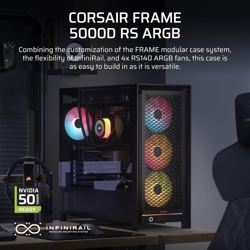 CORSAIR FRAME 5000D RS ARGB MODULAR MID - TOWER PC CASE, BLACK - CC - 9011309 - WW - SWIFT PERIPHERALS1094580