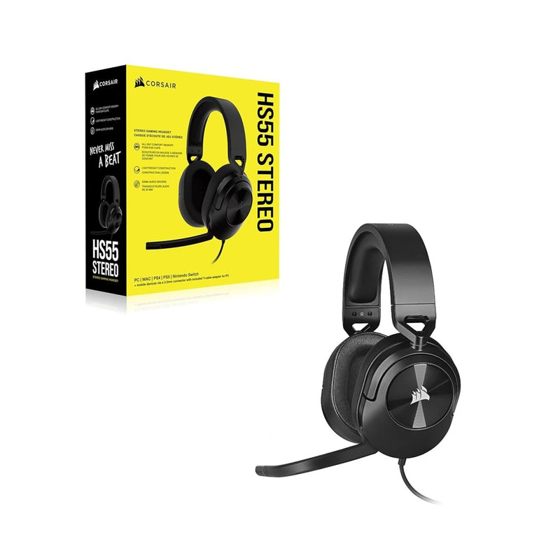 CORSAIR HS55 STEREO HEADSET CARBON CA - 9011260 - AP - SWIFT PERIPHERALSCRHS0086