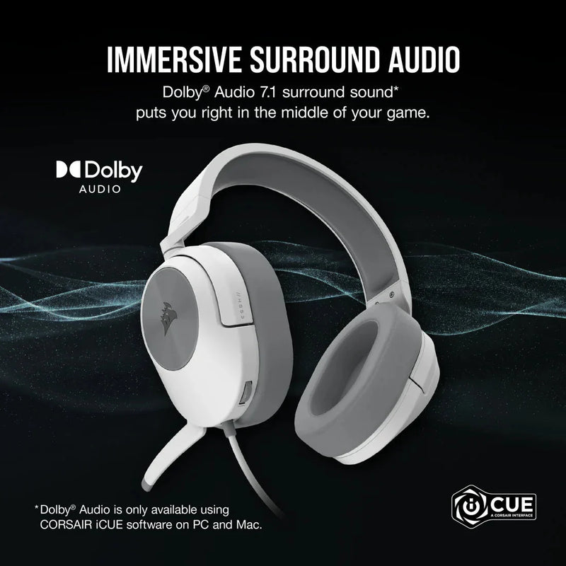 CORSAIR HS55 SURROUND HEADSET WHITE CA - 9011266 - AP - SWIFT PERIPHERALSCRHS0072