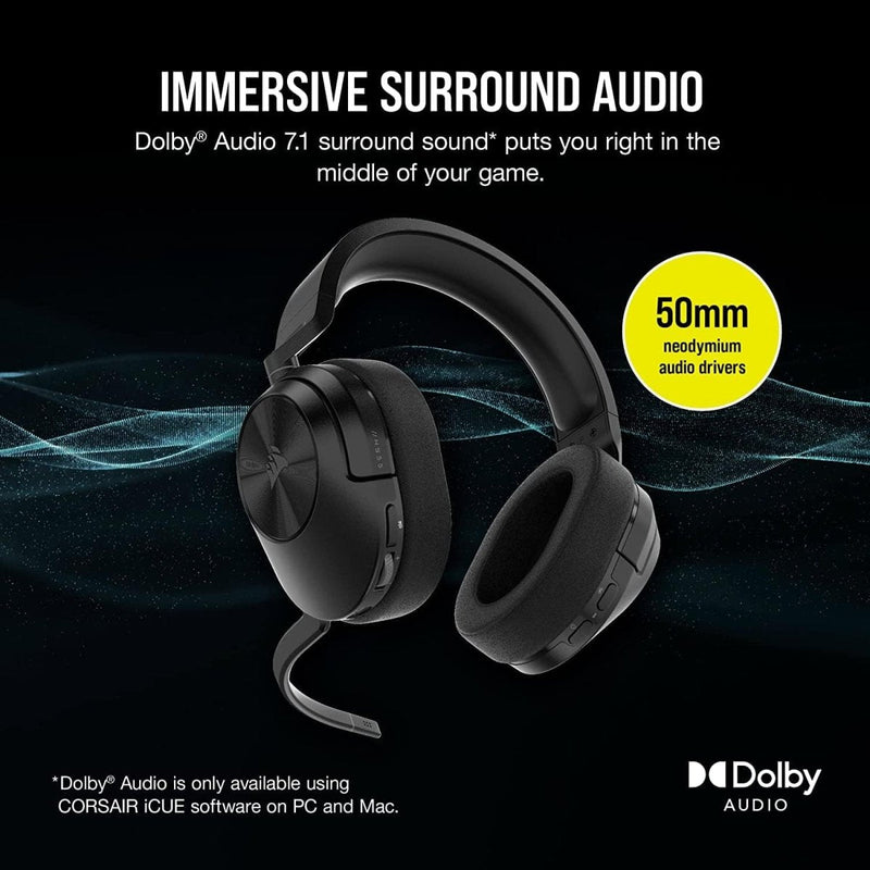 CORSAIR HS55 WIRELESS HEADSET CARBON CA - 9011280 - AP - SWIFT PERIPHERALSCRHS0081