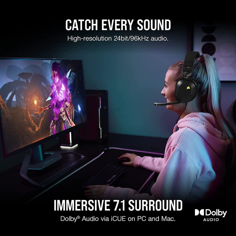 CORSAIR HS80 RGB USB WIRED GAMING HEADSET CARBON - SWIFT PERIPHERALSCRMX0141