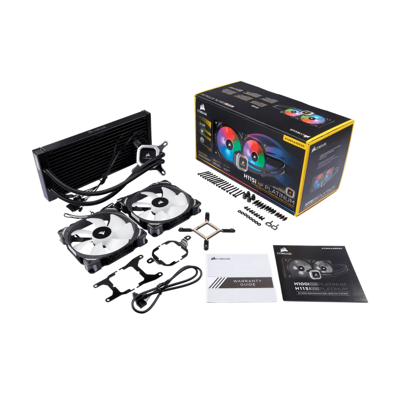 CORSAIR HYDRO SERIES, H115I RGB PLATINUM, 280MM RADIATOR, DUAL 140MM ML SERIES PWM FANS, RGB LIGHTING AND FAN CONTROL WITH SOFTWARE, LIQUID CPU COOLER - SWIFT PERIPHERALSCooler-041