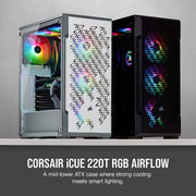 CORSAIR ICUE 220T TG MID - TOWER RGB ATX CABINET - SWIFT PERIPHERALS102557