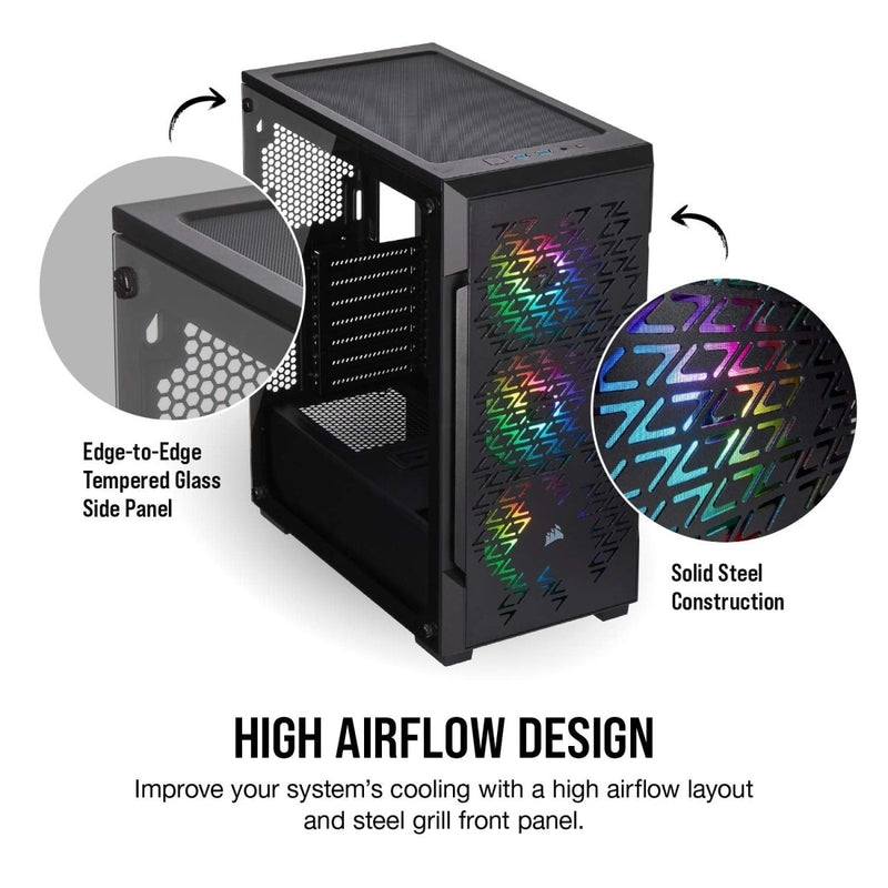 CORSAIR ICUE 220T TG MID - TOWER RGB ATX CABINET - SWIFT PERIPHERALS102557
