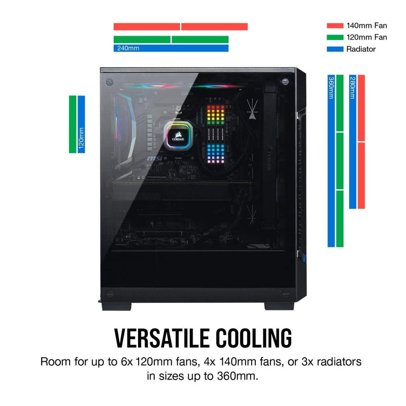 CORSAIR ICUE 220T TG MID - TOWER RGB ATX CABINET - SWIFT PERIPHERALS102557
