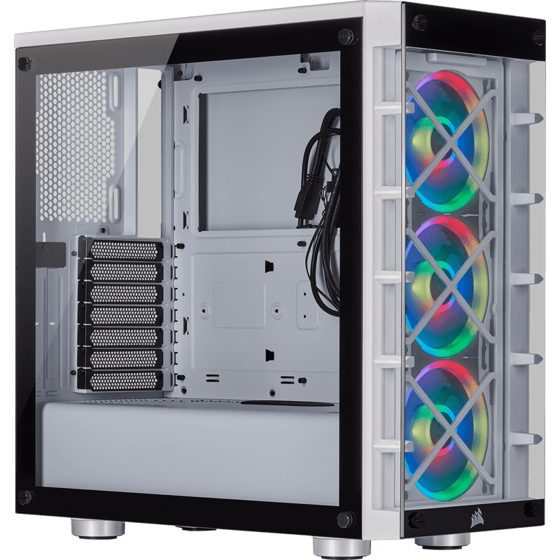 CORSAIR ICUE 465X TG WHITE MID - TOWER ATX CABINET - SWIFT PERIPHERALS103131