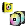 CORSAIR ICUE AF120 RGB SLIM 120MM PWM FLUID DYNAMIC BEARING FAN BLACK TWIN PACK - SWIFT PERIPHERALSCRSR0114
