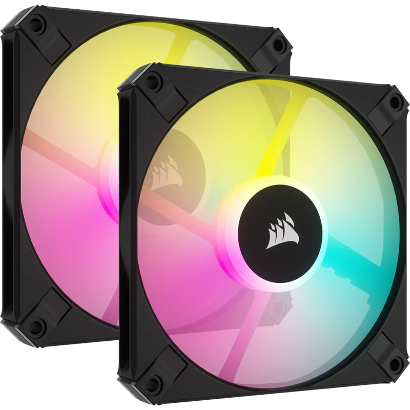 CORSAIR ICUE AF120 RGB SLIM 120MM PWM FLUID DYNAMIC BEARING FAN BLACK TWIN PACK - SWIFT PERIPHERALSCRSR0114